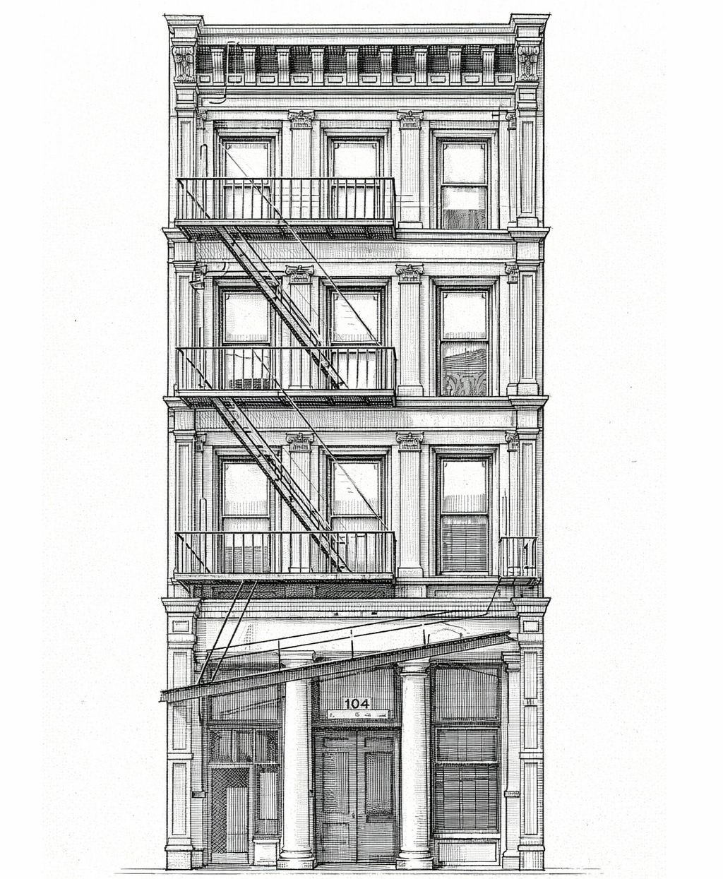 104 Franklin Street architectural illustration